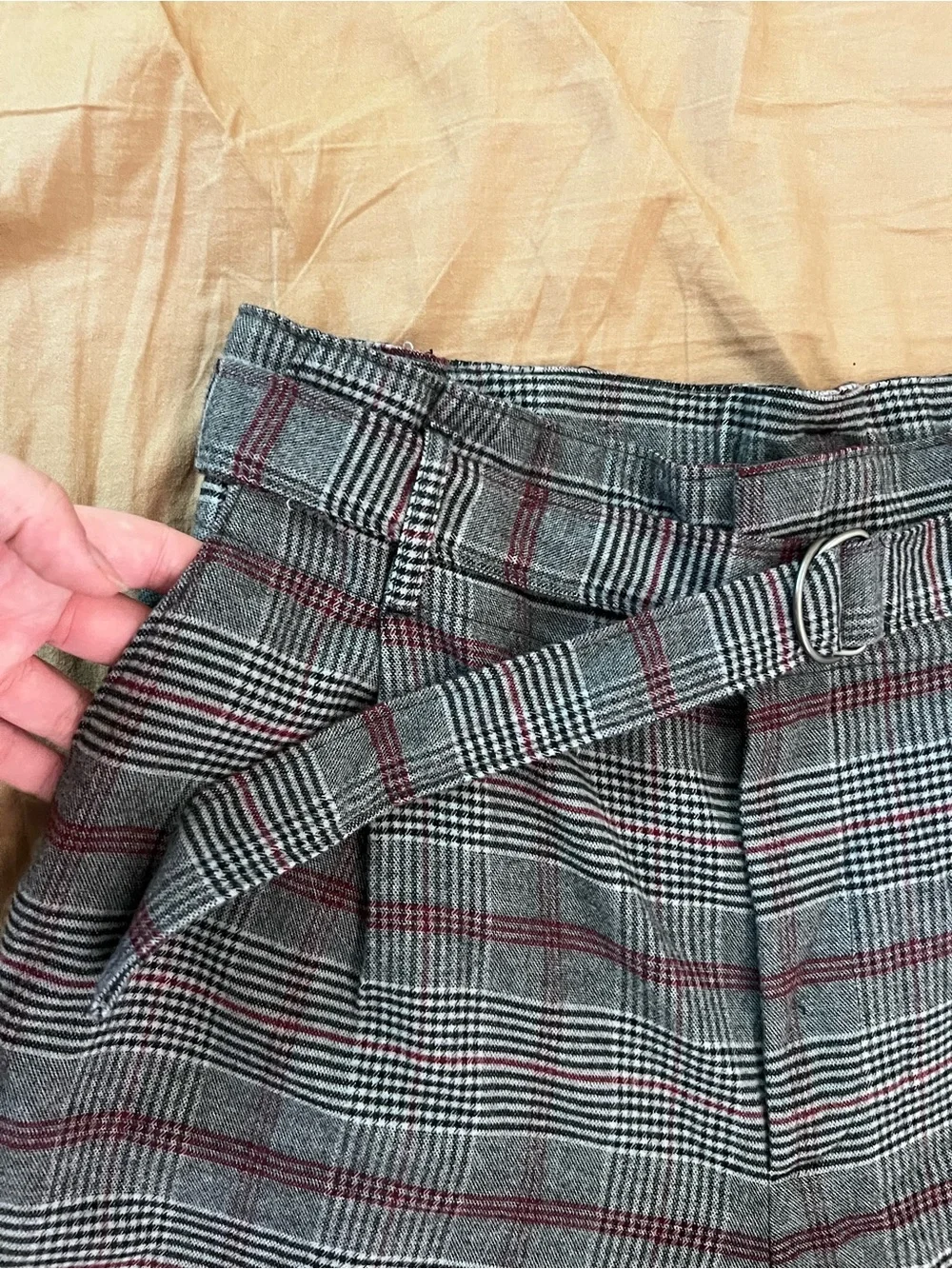 Hollister Gray Plaid Trousers with Burgundy Windowpane